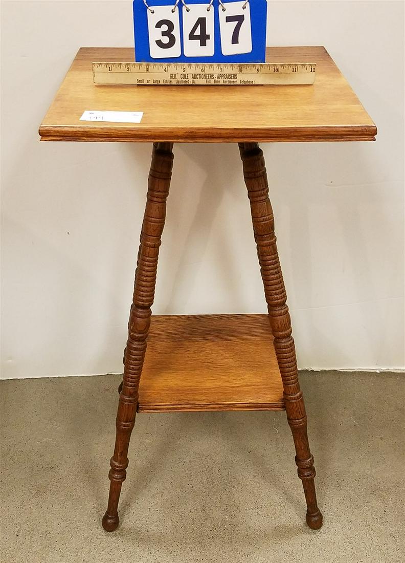 OAK 2 TIER STAND, 29"H X 16" SQ/ (1 of 2)