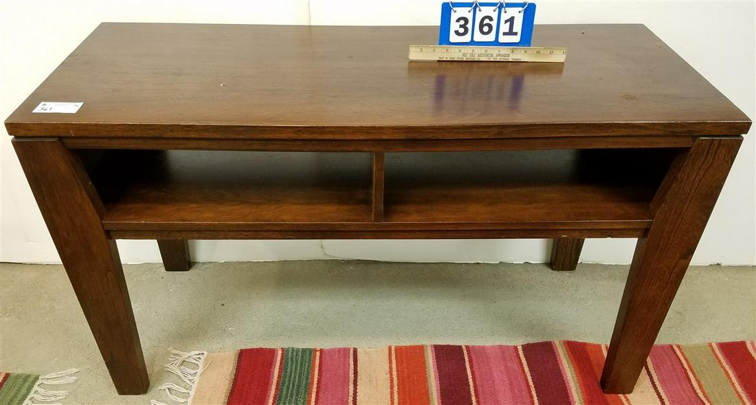 MAHOG. TV STAND 28"H X 4'W X 19"D (1 of 2)