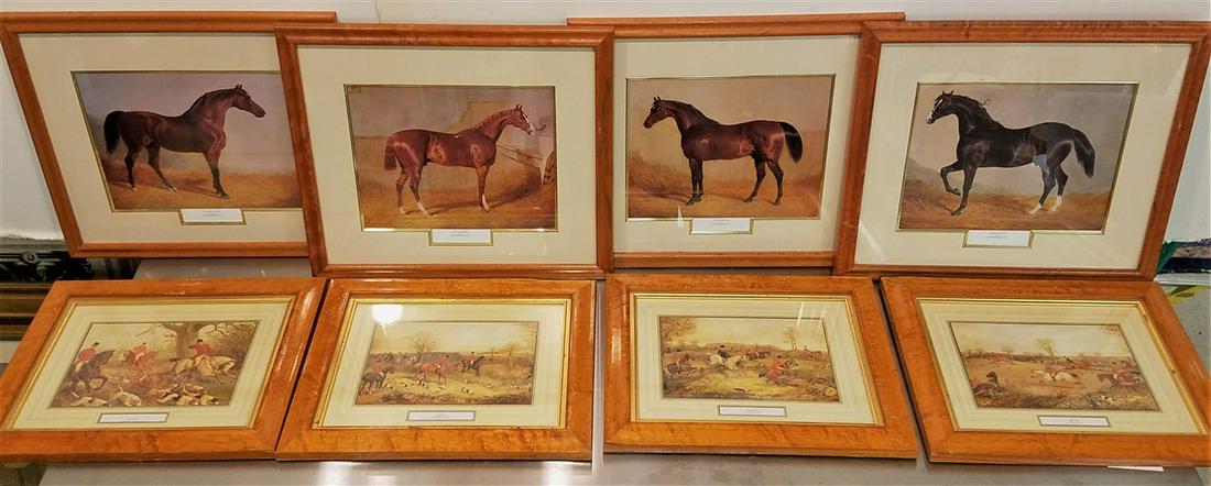 BOX 8 FRAMED FOX HUNT + EQUESTRIAN LITHOS 4-9.5" X 12" (1 of 6)