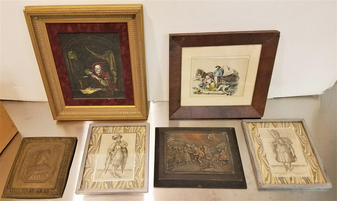 BX 6 FRAMED ITEMS, EMBOSSED COPPER PLAQUE, EMBOSSED (1 of 7)