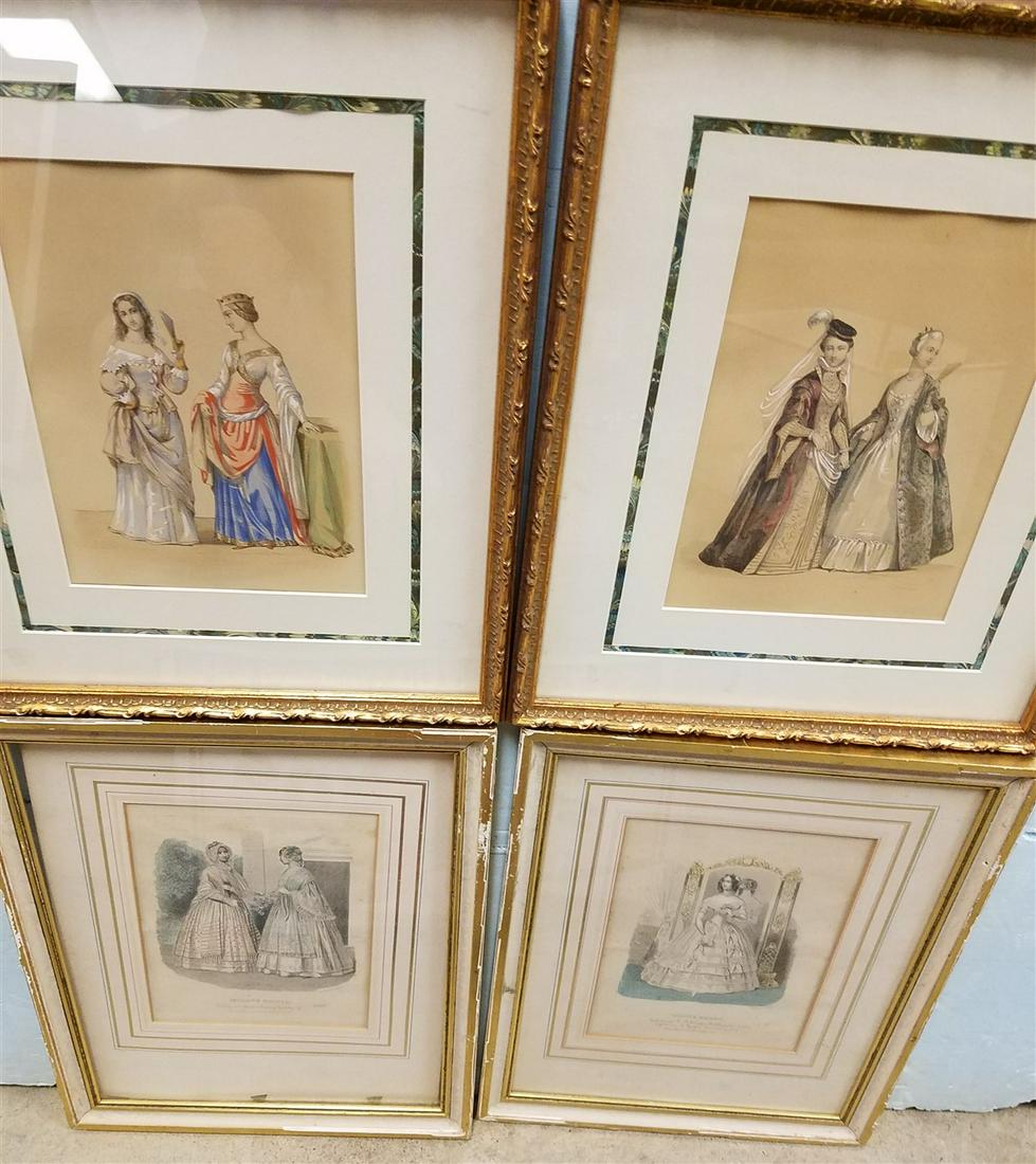 BOX 8 FRAMED ITEMS-LITHOS, HAND COLORED 19th c, LITHOS, (1 of 4)