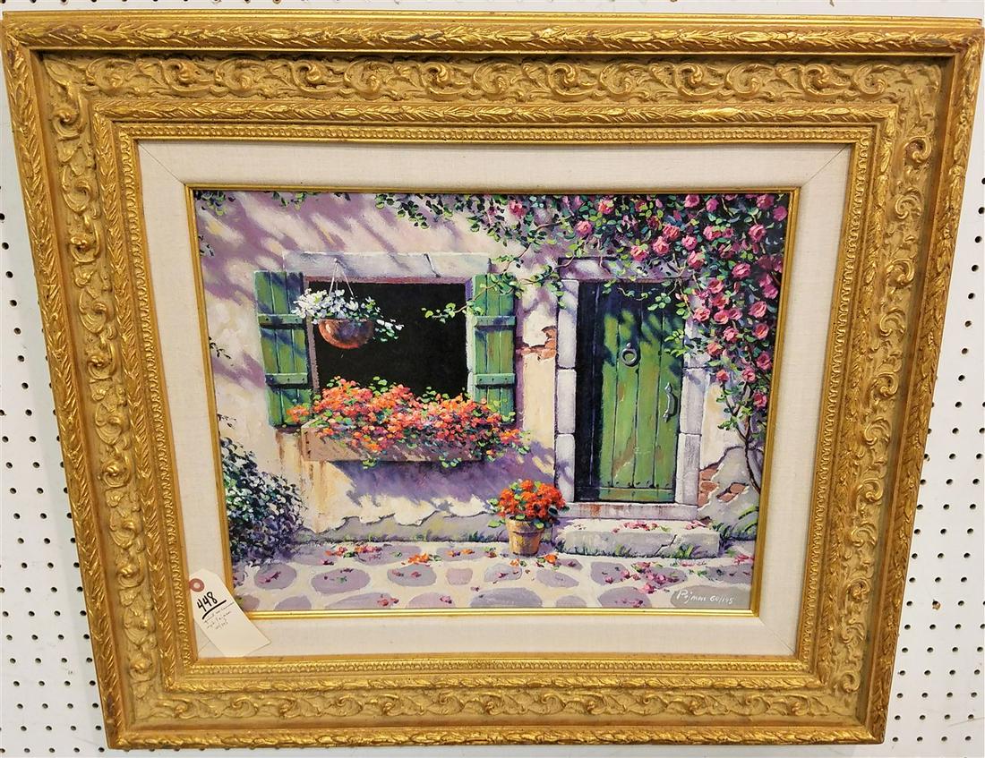 FRAMED ENHANCED PRINT ON CANVAS, TUSCAN VILLAGE, SGND. (1 of 3)