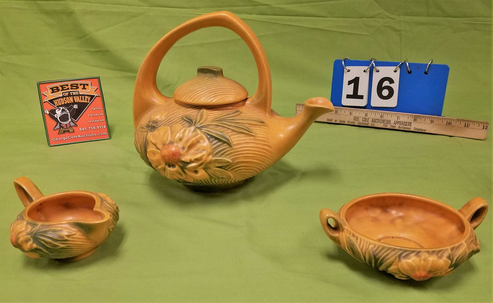 TRAY 3 PC ROSEVILLE PEONY TEA SET (1 of 5)