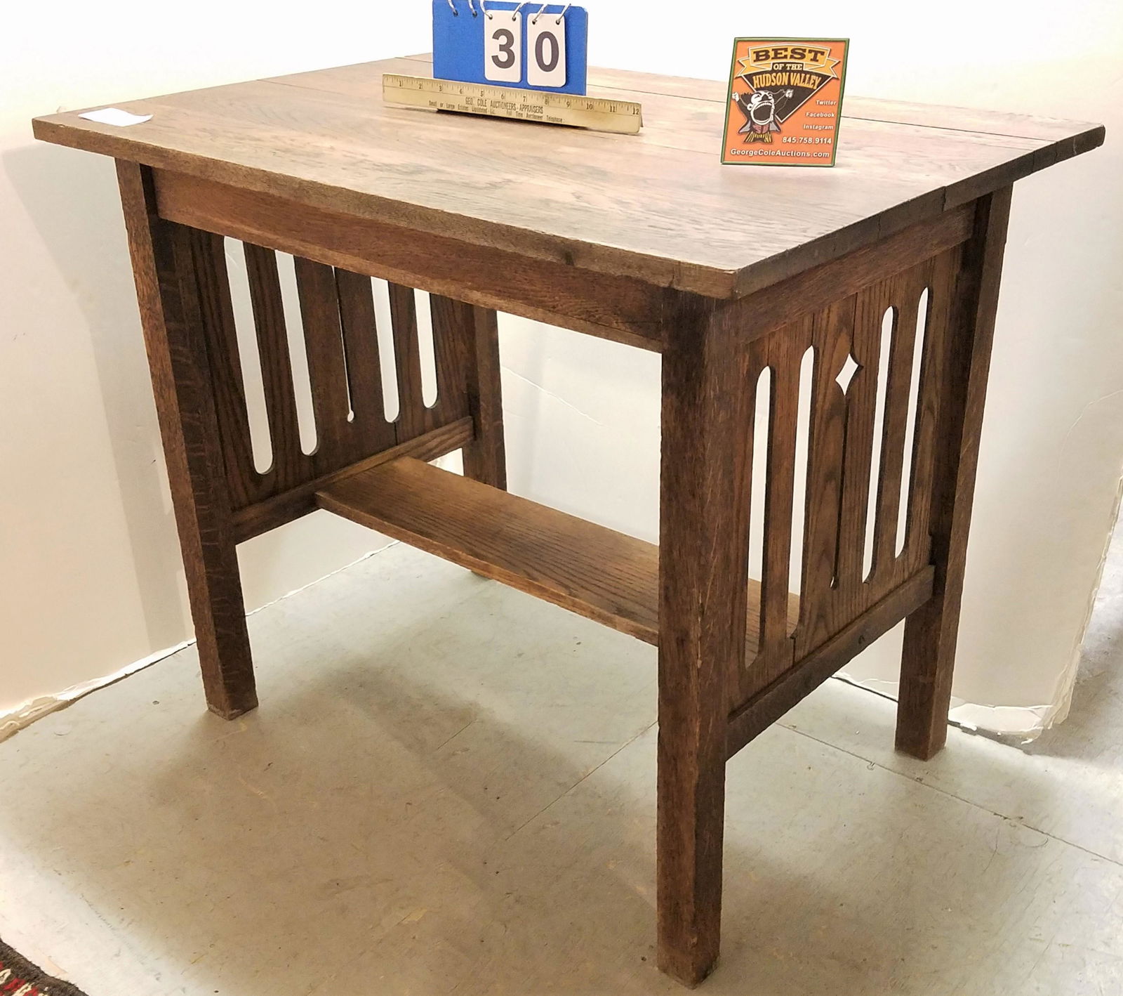 VINTAGE MISSION OAK LIBRARY TABLE 28"H X 34"W X 24"D (1 of 2)