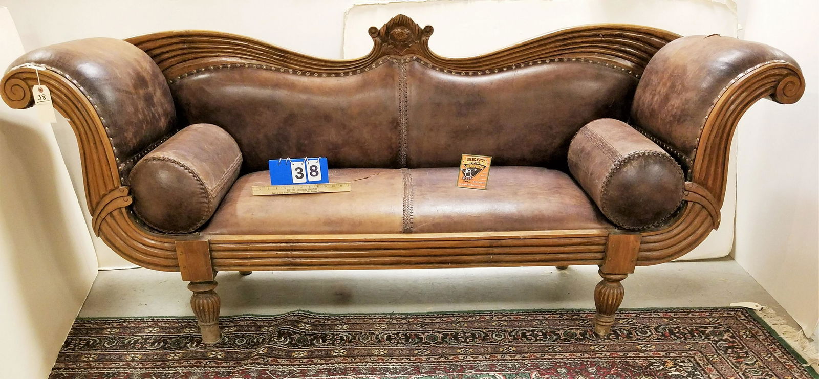 INDO LEATHER SOFA 36"H 7' LONG (1 of 1)