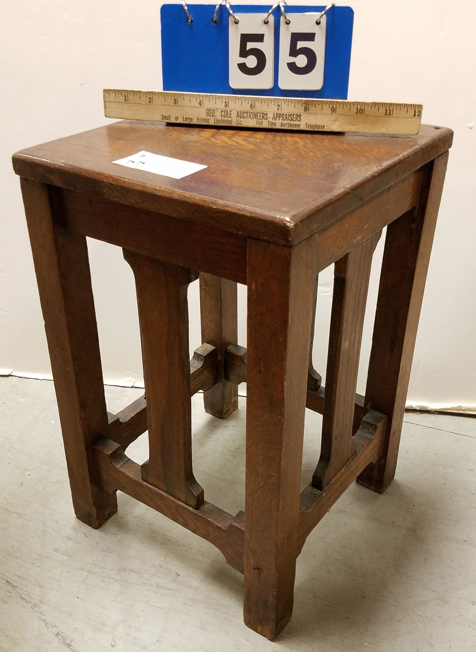 VINTAGE MISSION OAK STAND 18"H X 11 1/2" SQ (1 of 2)