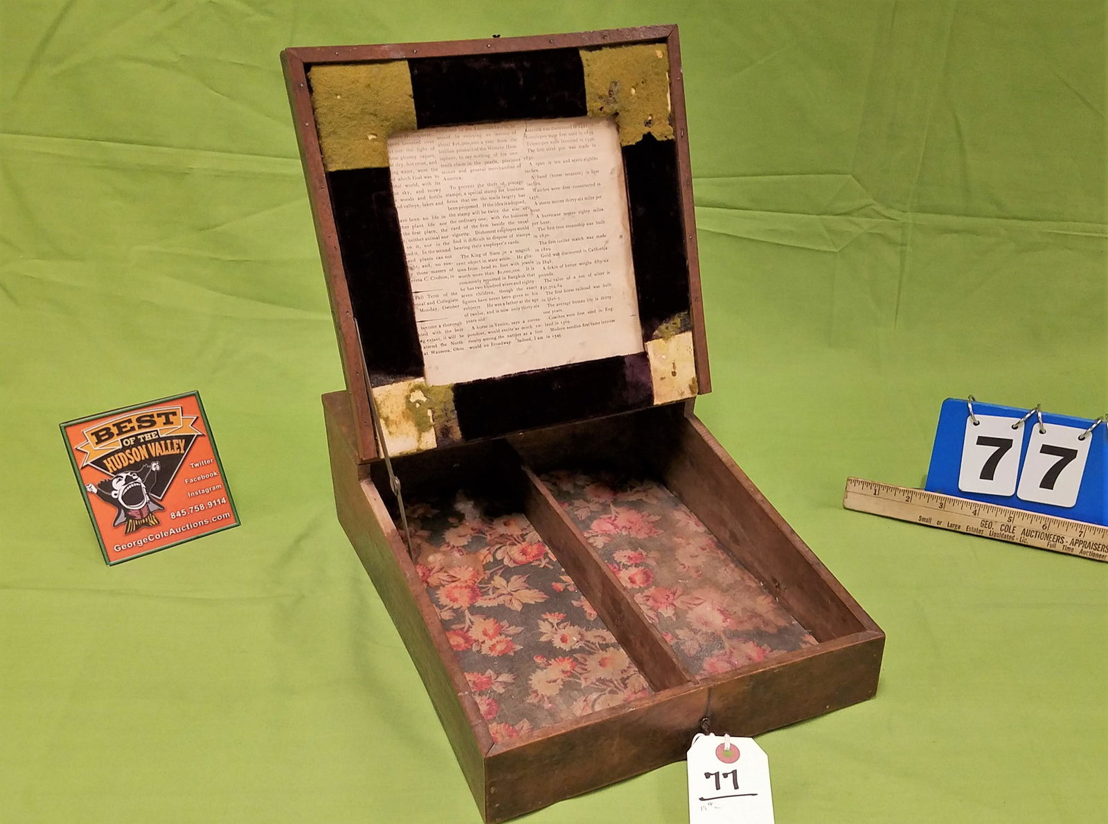 19TH C WALNUT LAP DESK 4 1/4"H X 13 3/4"W X 10 1/2"D (1 of 3)