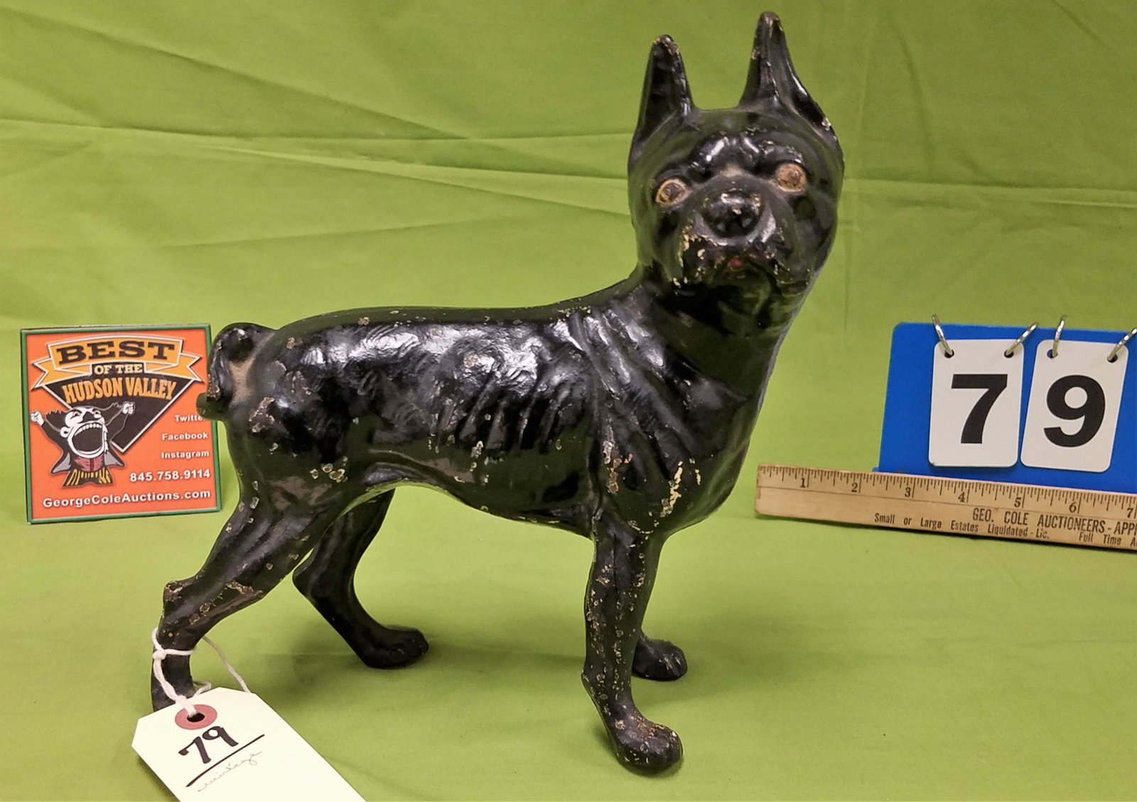 VINTAGE BOSTON TERRIER CAST IRON DOOR STOP 10": VINTAGE BOSTON TERRIER CAST IRON DOOR STOP 10"