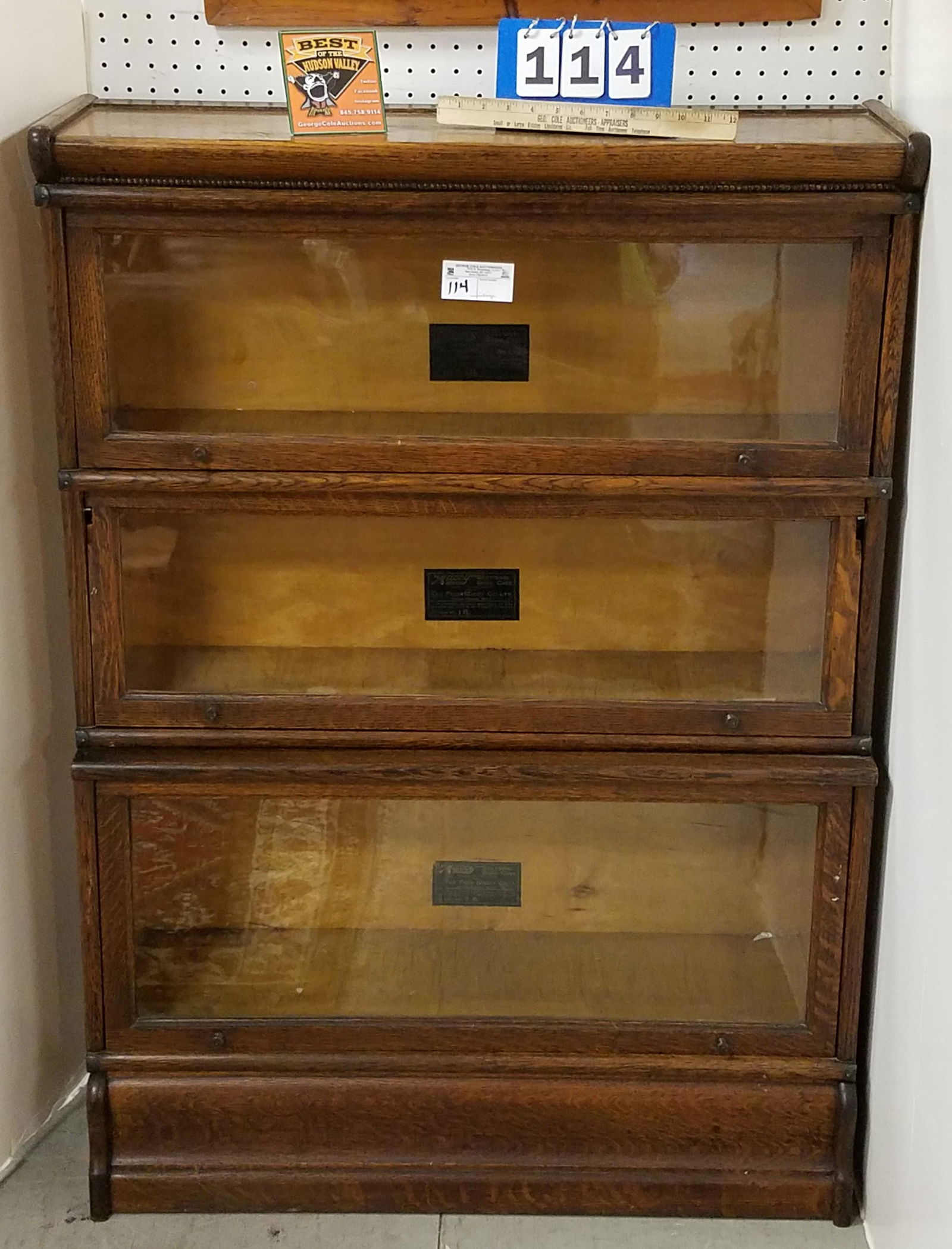 VINTAGE OAK 3 SECTION STACKABLE BOOKCASE 48 1/2"H X (1 of 3)