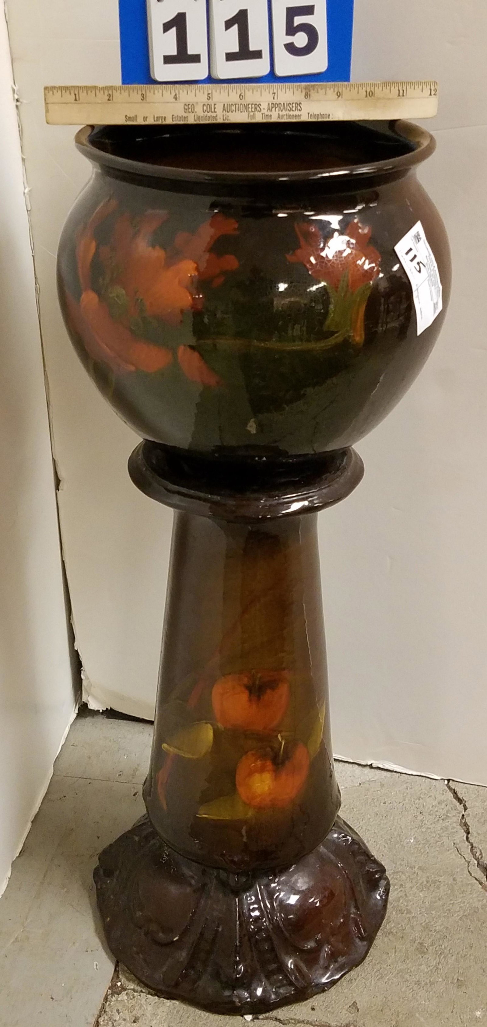 ROSEVILLE ROZANE WARE JARDENIER AND STAND: ROSEVILLE ROZANE WARE JARDENIER AND STAND