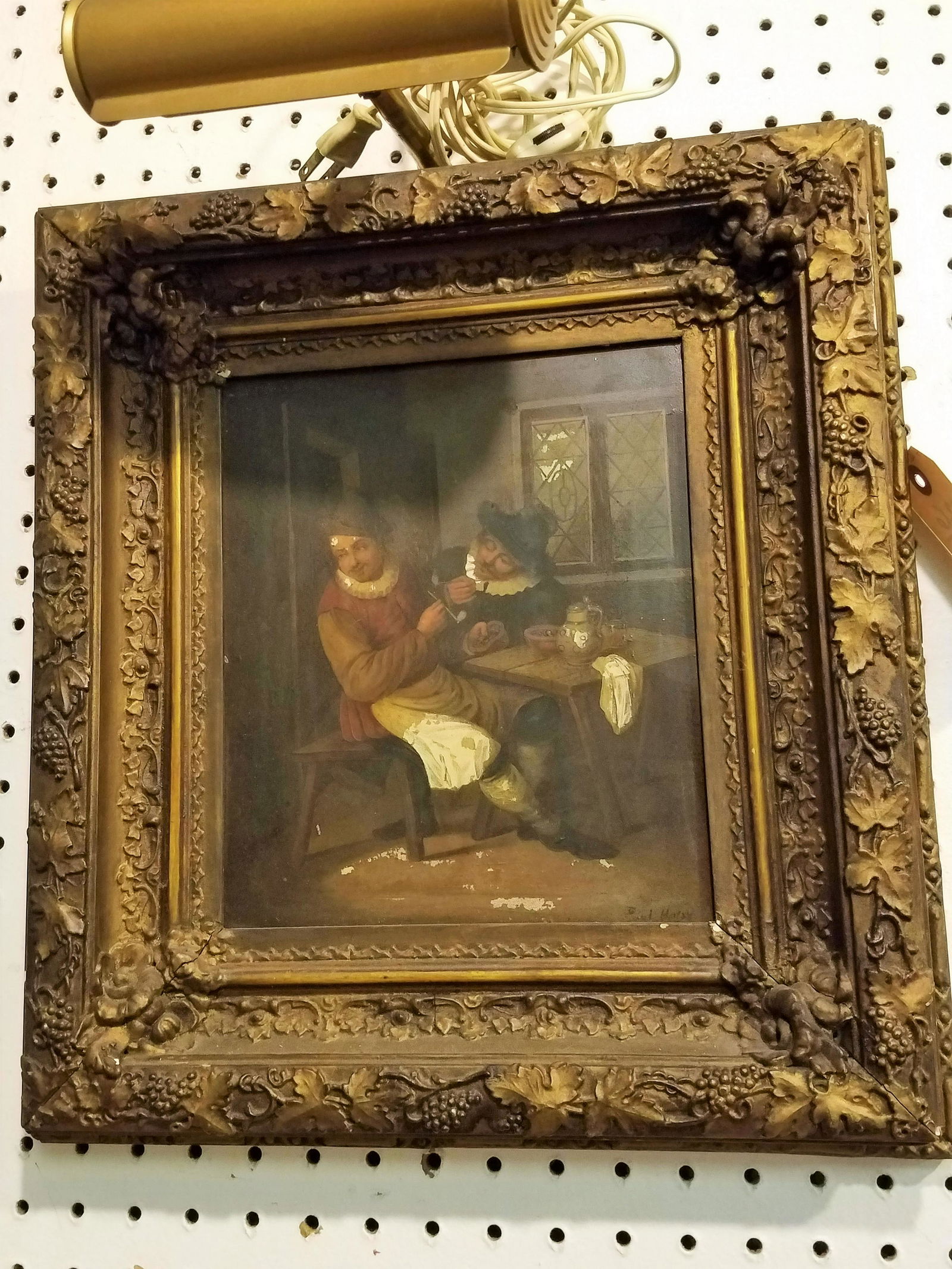 19TH C FRAMED O/TIN TAVERN SCENE SGND PAUL HARRY 10" X (1 of 2)