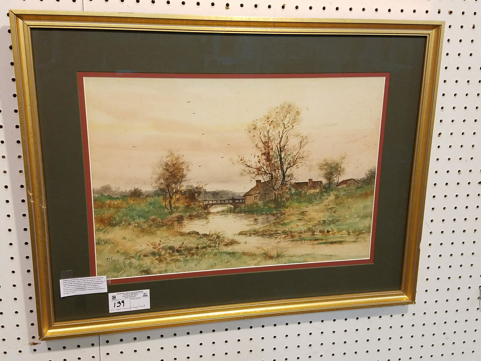FRAMED W/C LANDSCAPE SGND EDWARD LOYAL FIELD 14" X 21" (1 of 2)