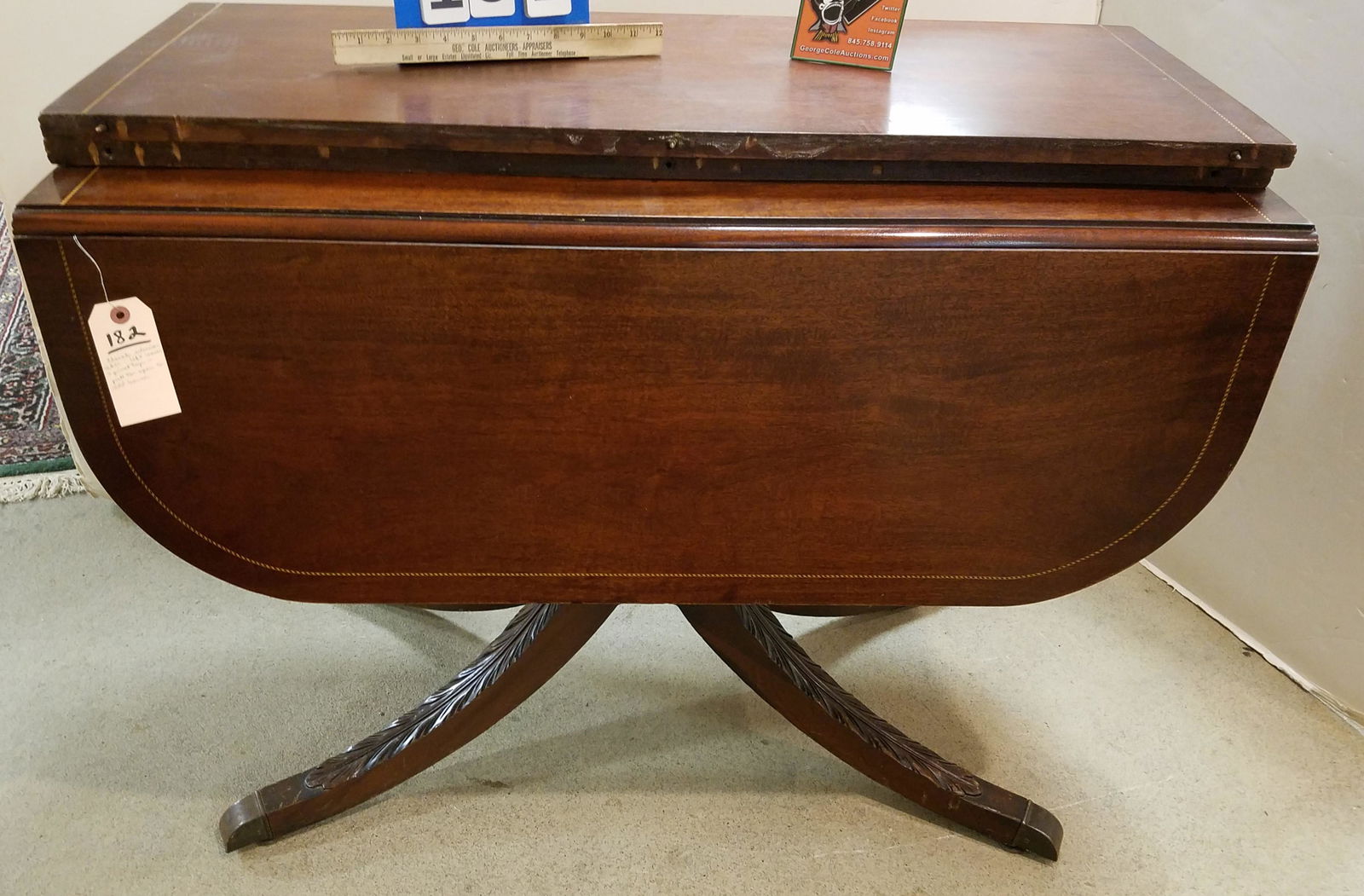 SGND CHARAK PATENT MAHOG DROP LEAF PED BASE TABLE W/ (1 of 11)