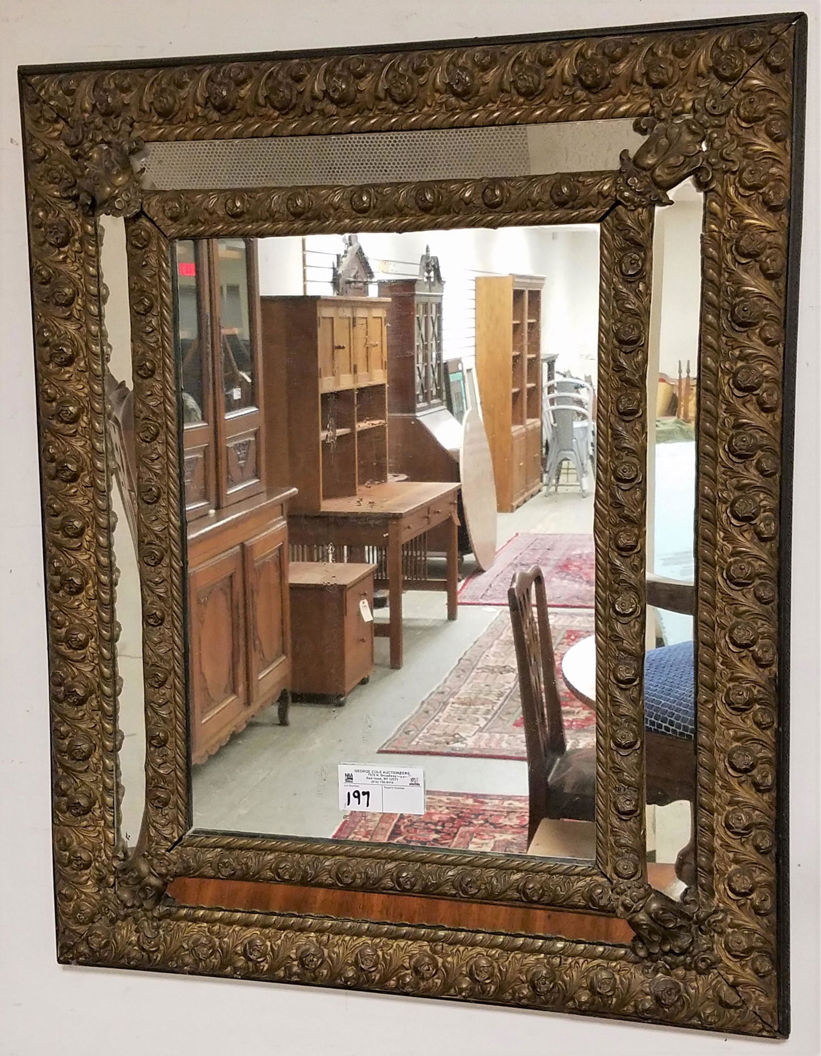 EMBOSSED BRASS FRAMED MIRROR (1 of 1)