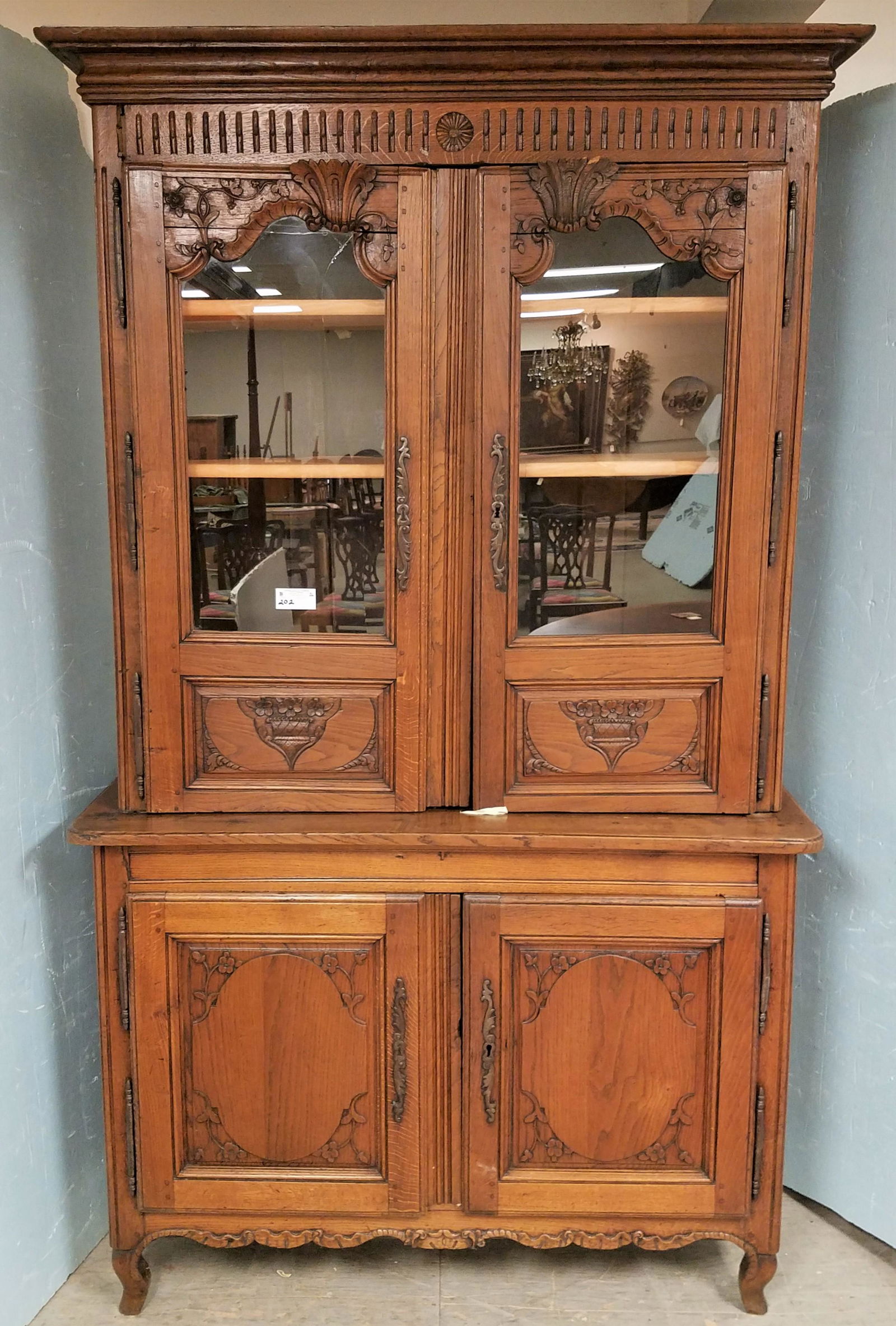 c1800 FR OAK 4 DOOR CABINET 7'8"H x 54"W x 22 1/2"D (1 of 3)