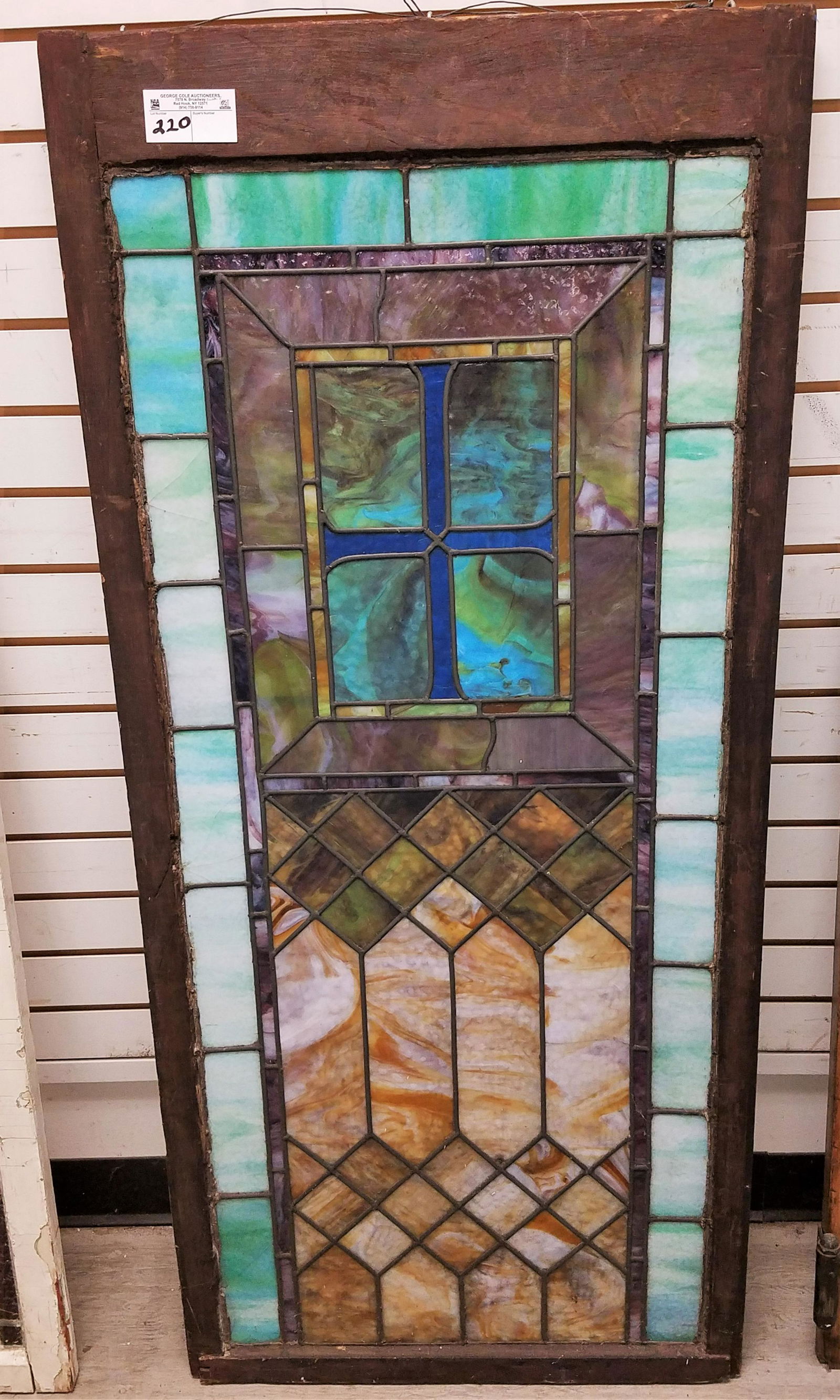 19TH C WINDOW SASH W/ LEADED GLASS 53 1/4"H X 24"W (1 of 1)
