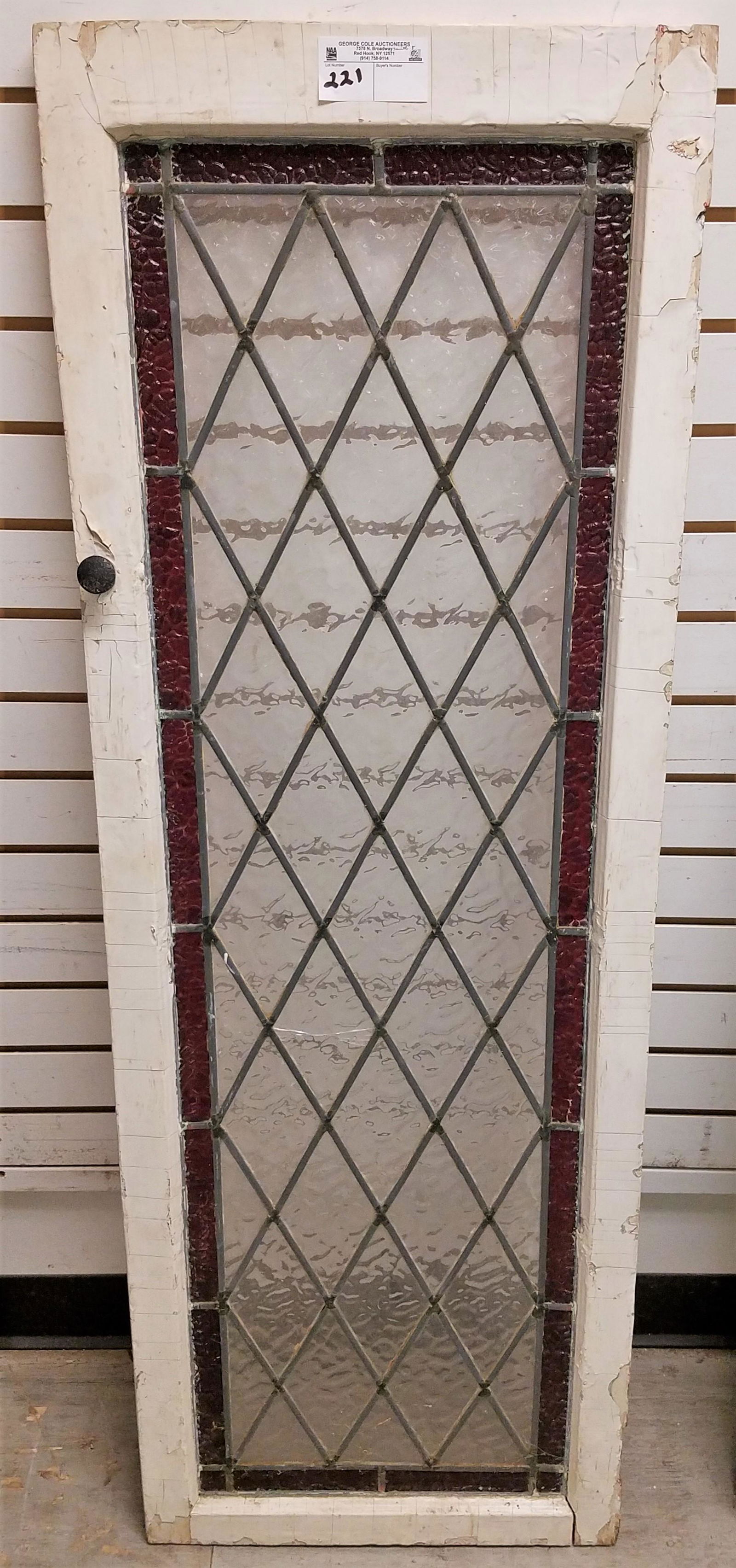 LEADED GLASS WINDOW SASH 52"H X 18"W (1 of 1)