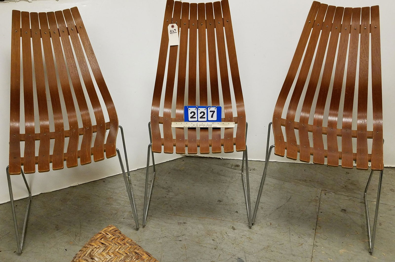 STACK 3 BENTWOOD BACK AND SEAT CHAIRS W/ CHROME BASE (1 of 2)