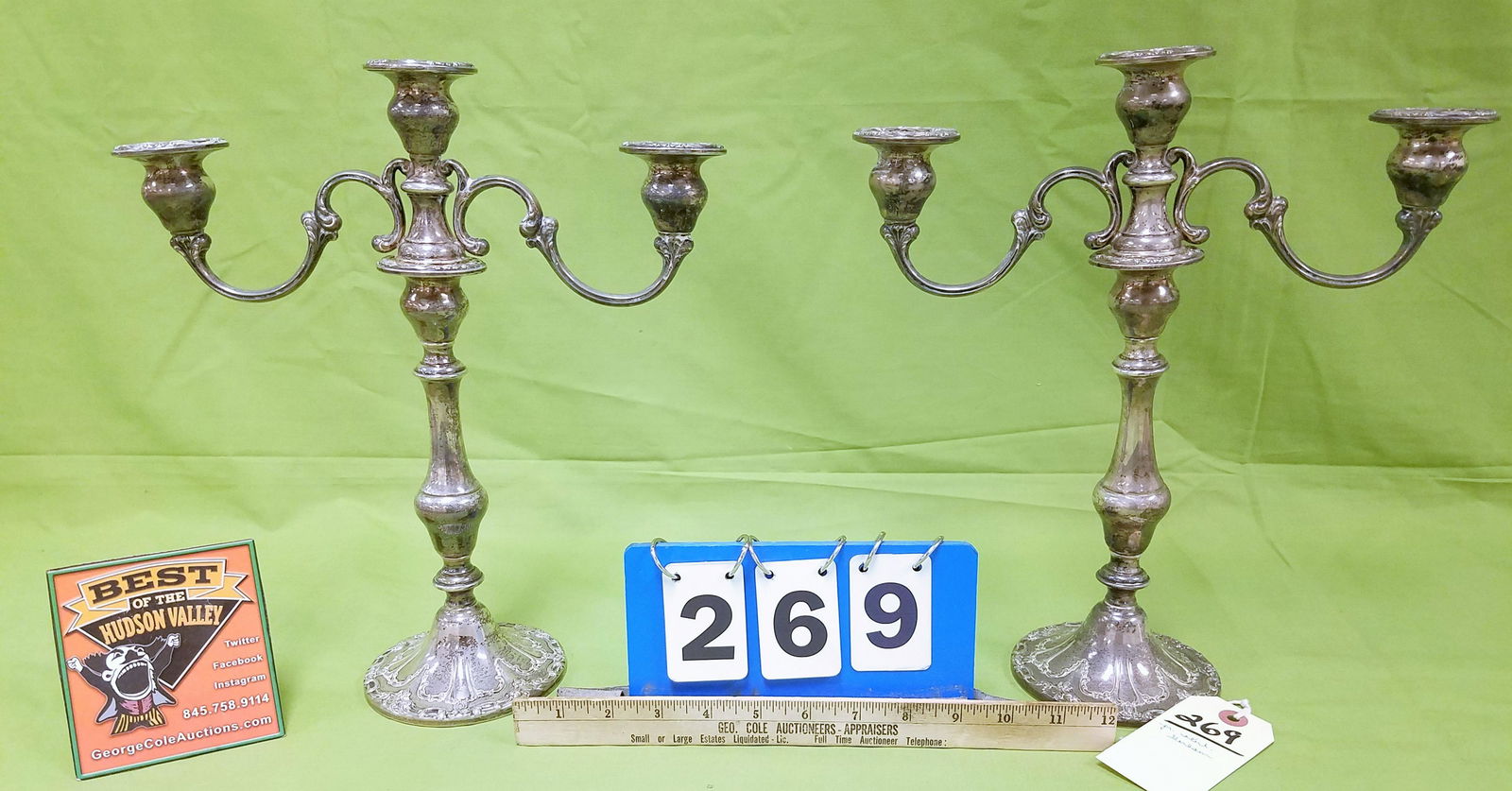 PR. WEIGHTED STERL GORHAM CANDELBRAS 13" (1 of 3)