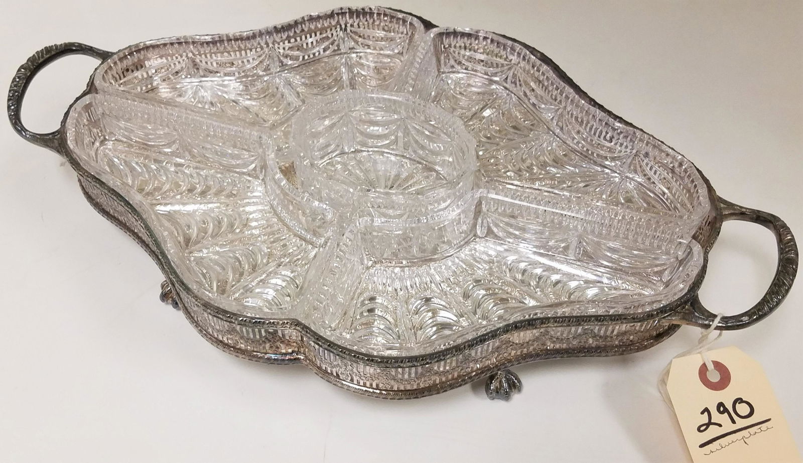 SILVERPLATE CARVING TRAY W/ 5 GLASS INSERTS (1 of 5)