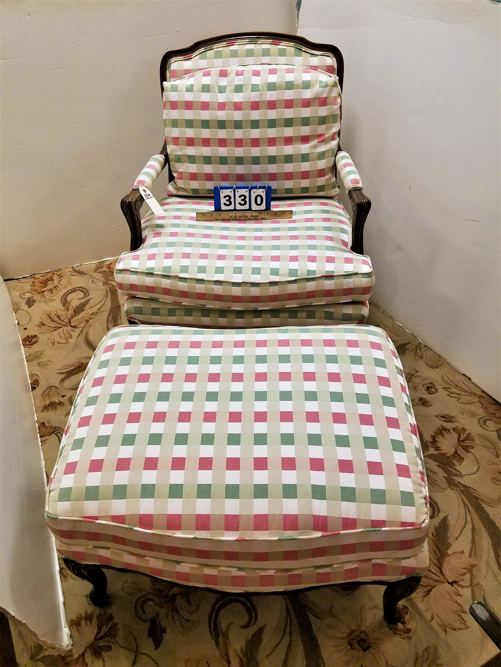 UPHOLS ARM CHAIR AND OTTOMAN (1 of 2)