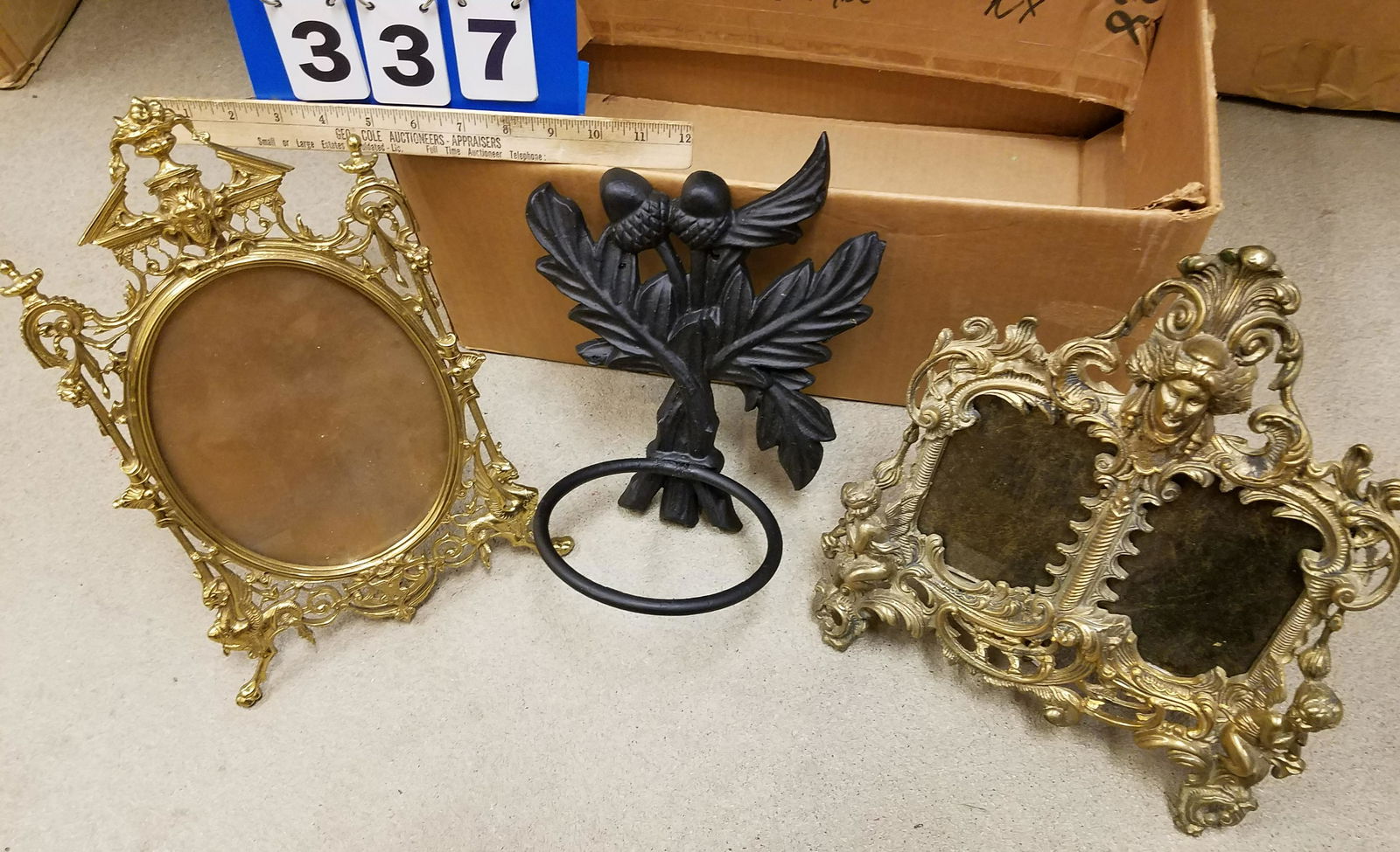 BX 2 BRASS DRESSER FRAMES AND CAST IRON WALL PLANT (1 of 2)