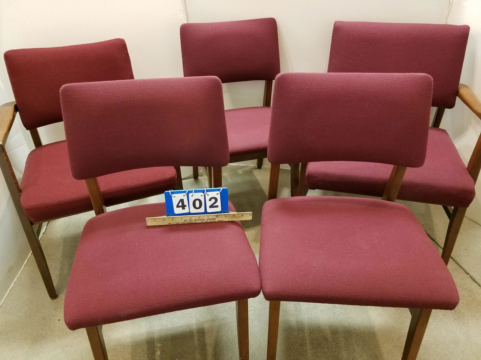 SET 5 MID CENTURY WALNUT UPHOLS CHAIRS (1 of 3)