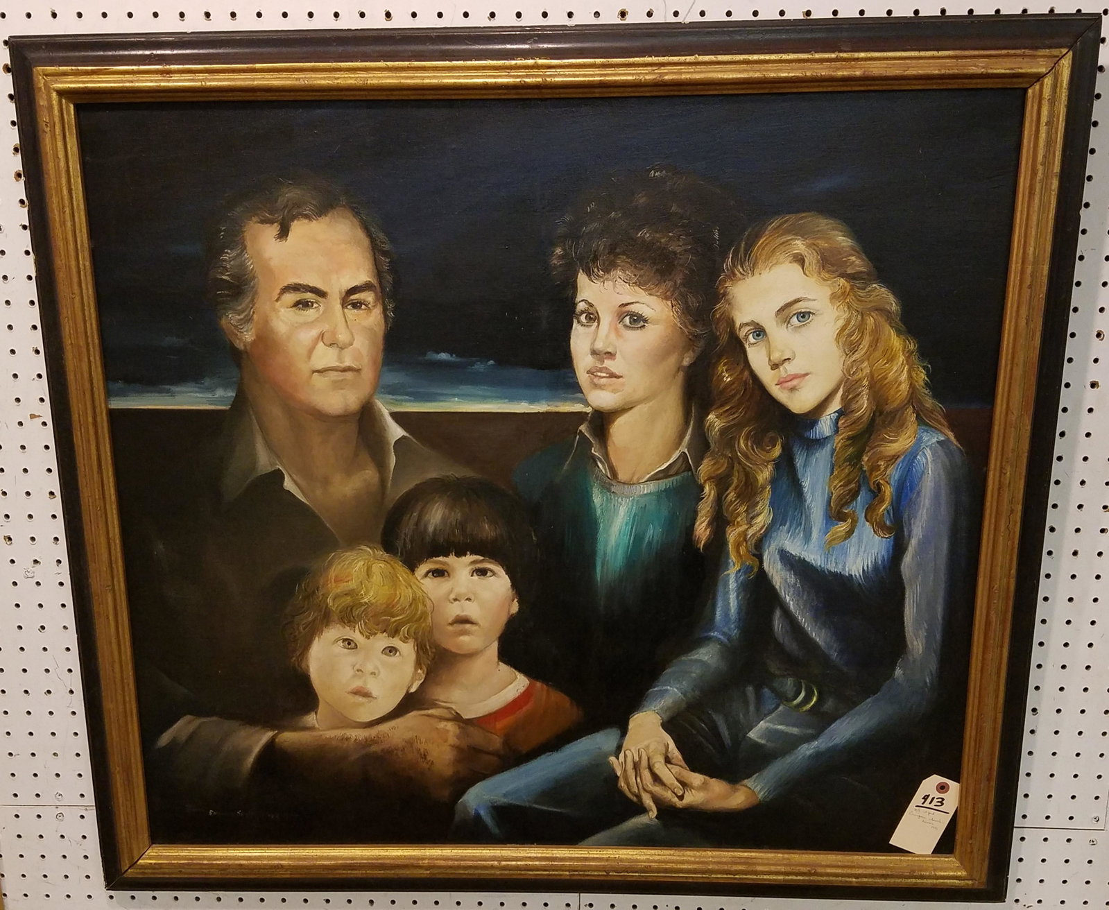FRAMED O/C FAMILY PORTRAIT SGND ENRIQUE SEVIS- MIVER: FRAMED O/C FAMILY PORTRAIT SGND ENRIQUE SEVIS- MIVER 1975 32" X 36"