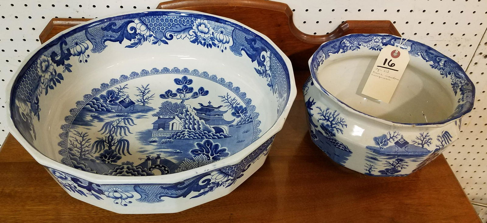 VICT MASONS IRONSTONE TRANSFER WARE WILLOW BOWL 5 1/2"H (1 of 6)