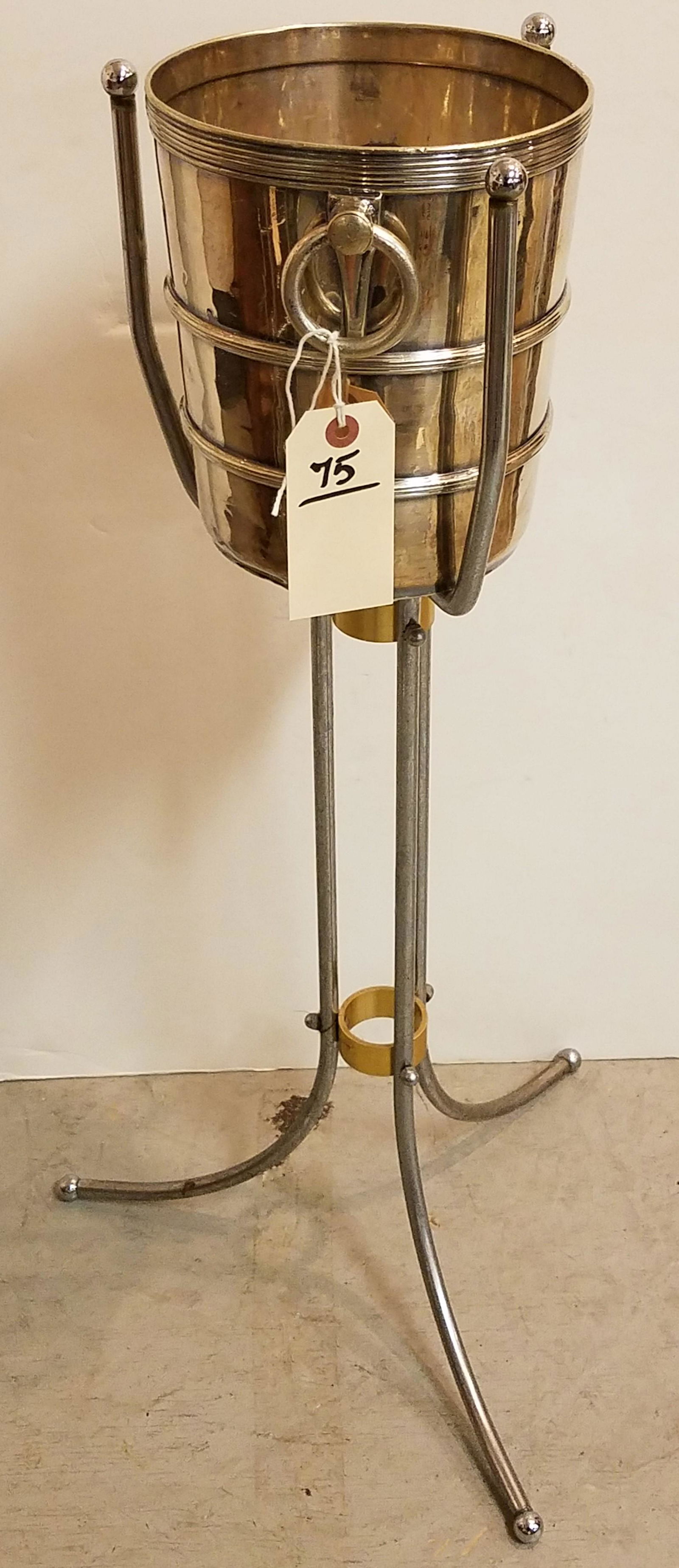 SILVERPLATE CHAMPAGNE BUCKET ON STAND 28 1/2"H X 7" (1 of 2)