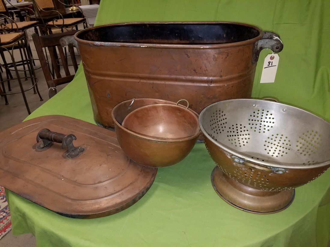 COPPER BOILER W/ COPPER COLANDER AND BOWLS (1 of 3)