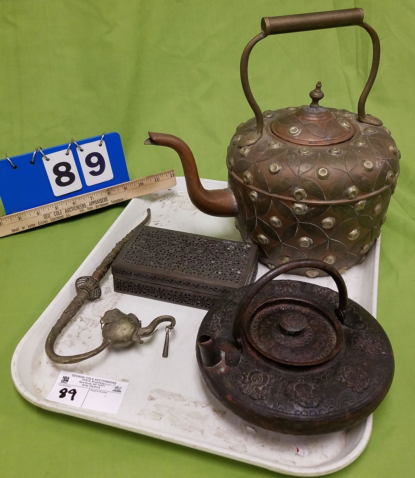 TRAY COPPER AND BRASS TEA KETTLE, COPPER TEA POT, METAL (1 of 3)