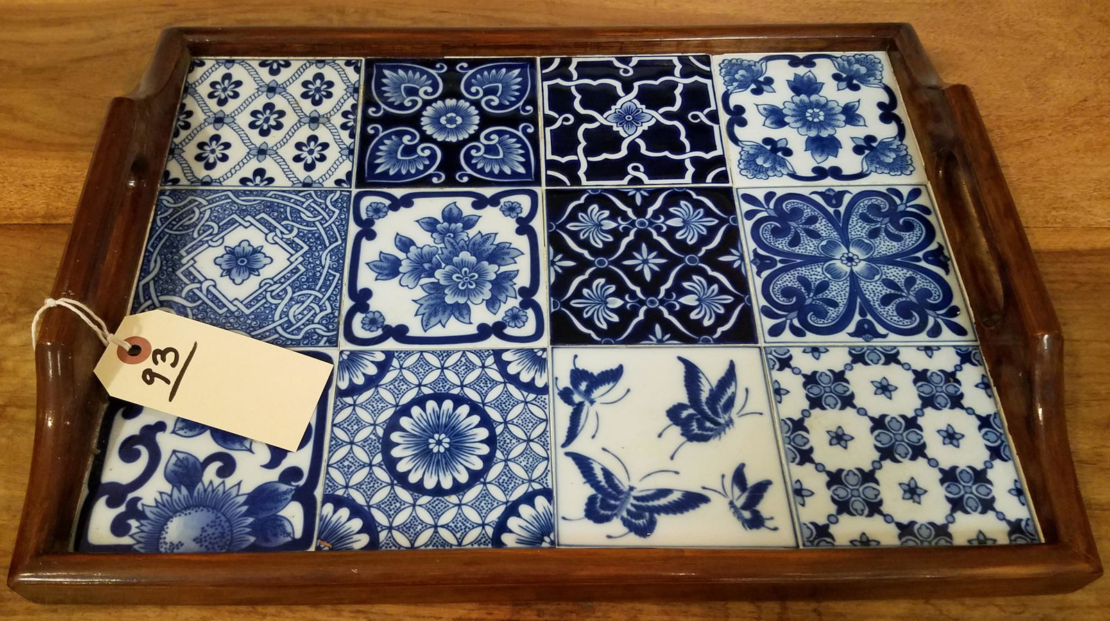 CHINESE TRAY W/ TILE 2 1/2"H X 17 1/4"W X 13 1/4"D (1 of 2)
