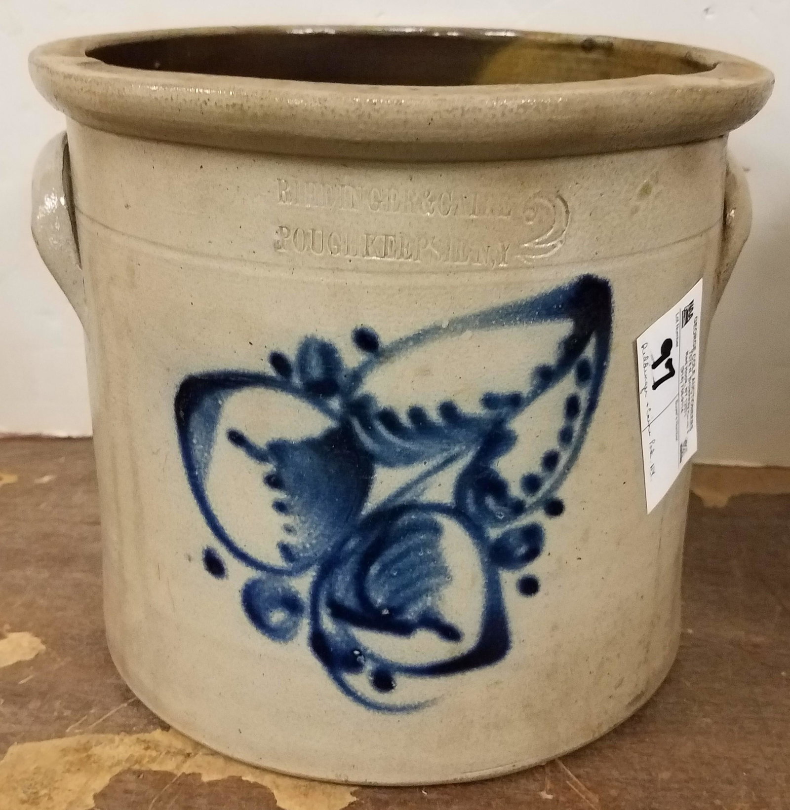 2 GAL BLUE DEC STONEWARE CROCK REDDINGER AND CAIRE (1 of 3)