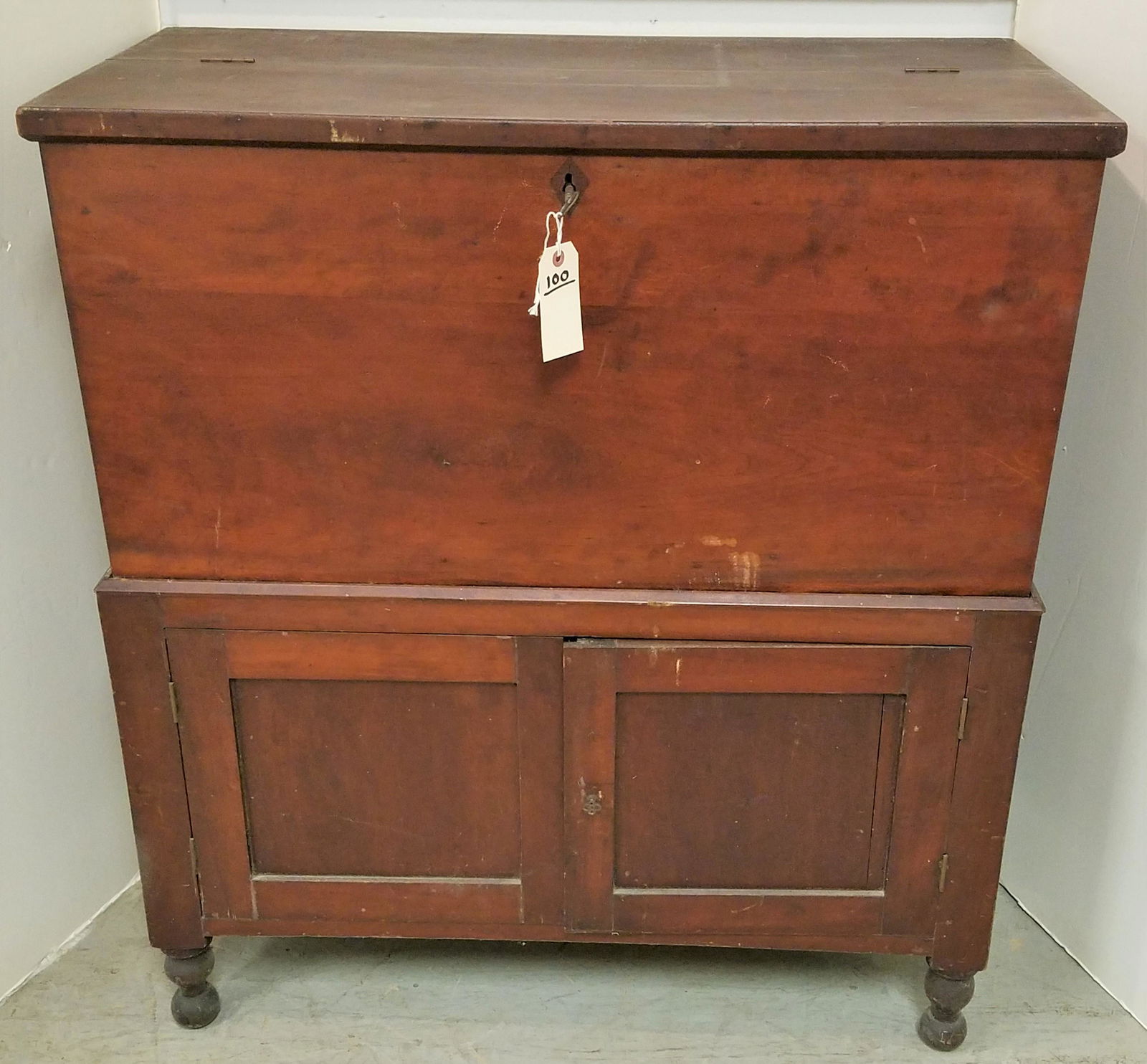 PRIM RED STAIN BLANKET BX ON 2 DOOR CABINET BASE 40"H X (1 of 4)