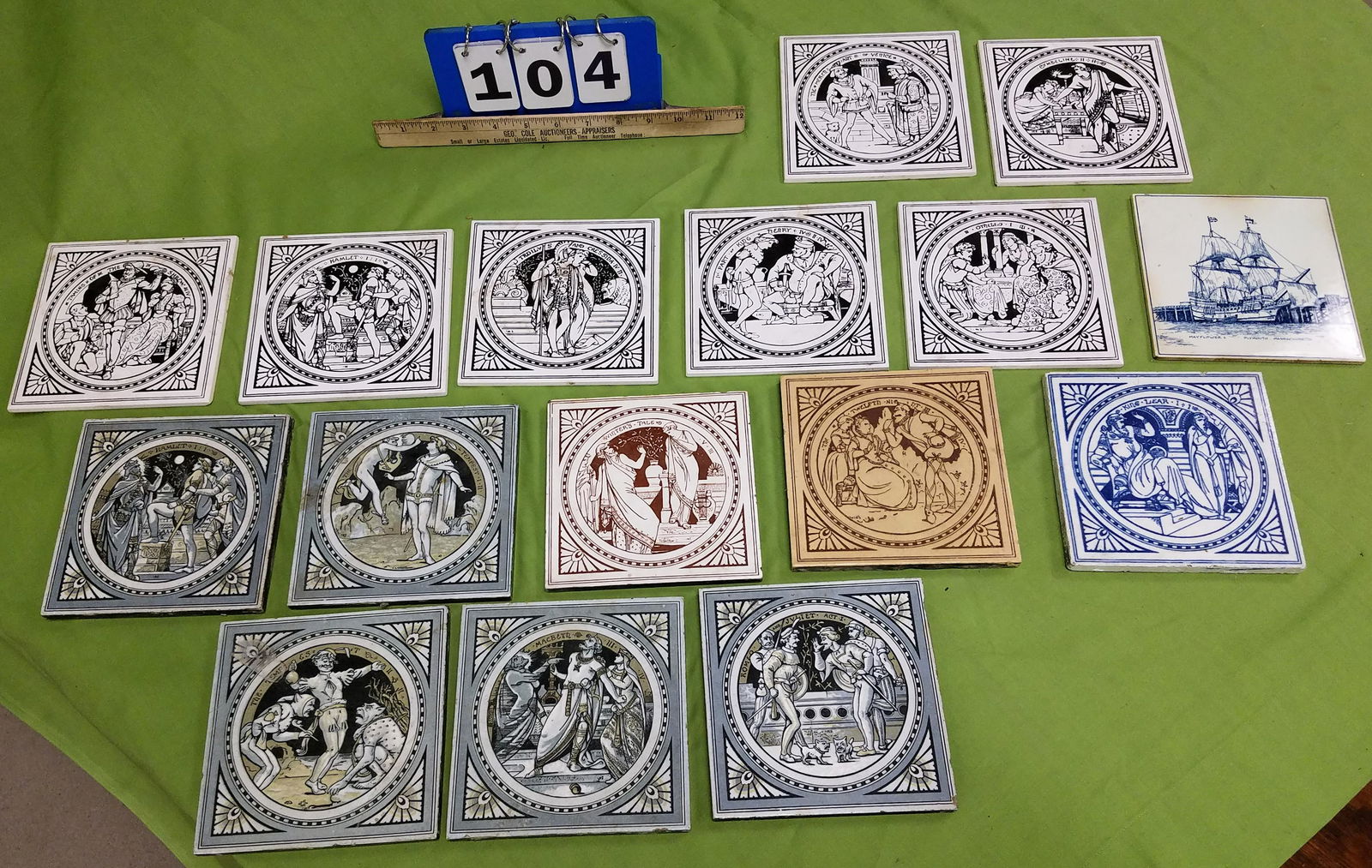 BX 8 VINTAGE MINTONS TILES 6"SQ AND 5 H.R. ROBINSON (1 of 7)