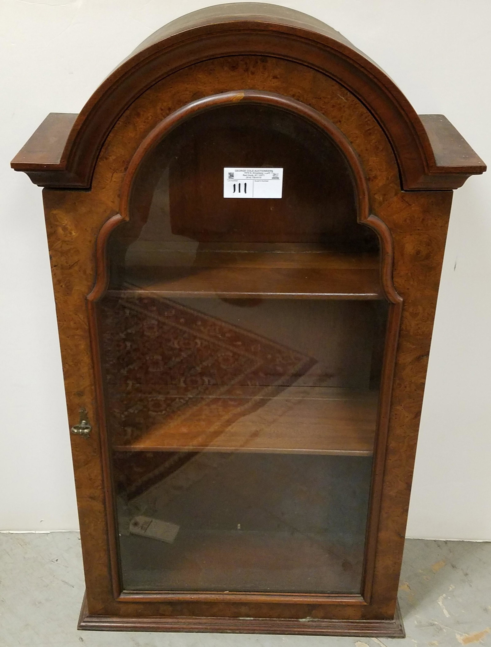 BURL WALNUT 1 DOOR CABINET 38 1/2"H X 22"W X 9"D: BURL WALNUT 1 DOOR CABINET 38 1/2"H X 22"W X 9"D