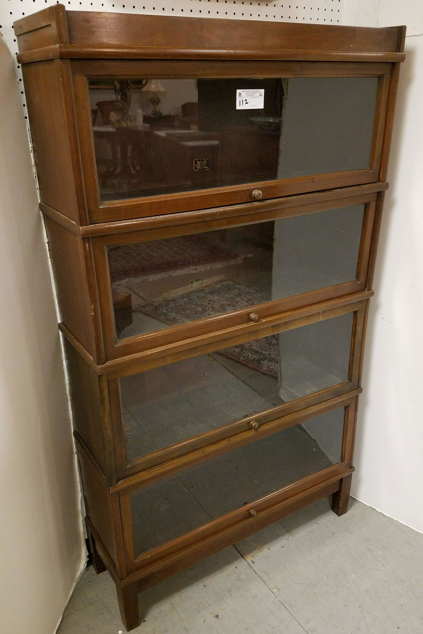 VINTAGE OAK 4 SECTION STACKABLE BOOKCASE 60 1/2"H X 34 (1 of 5)