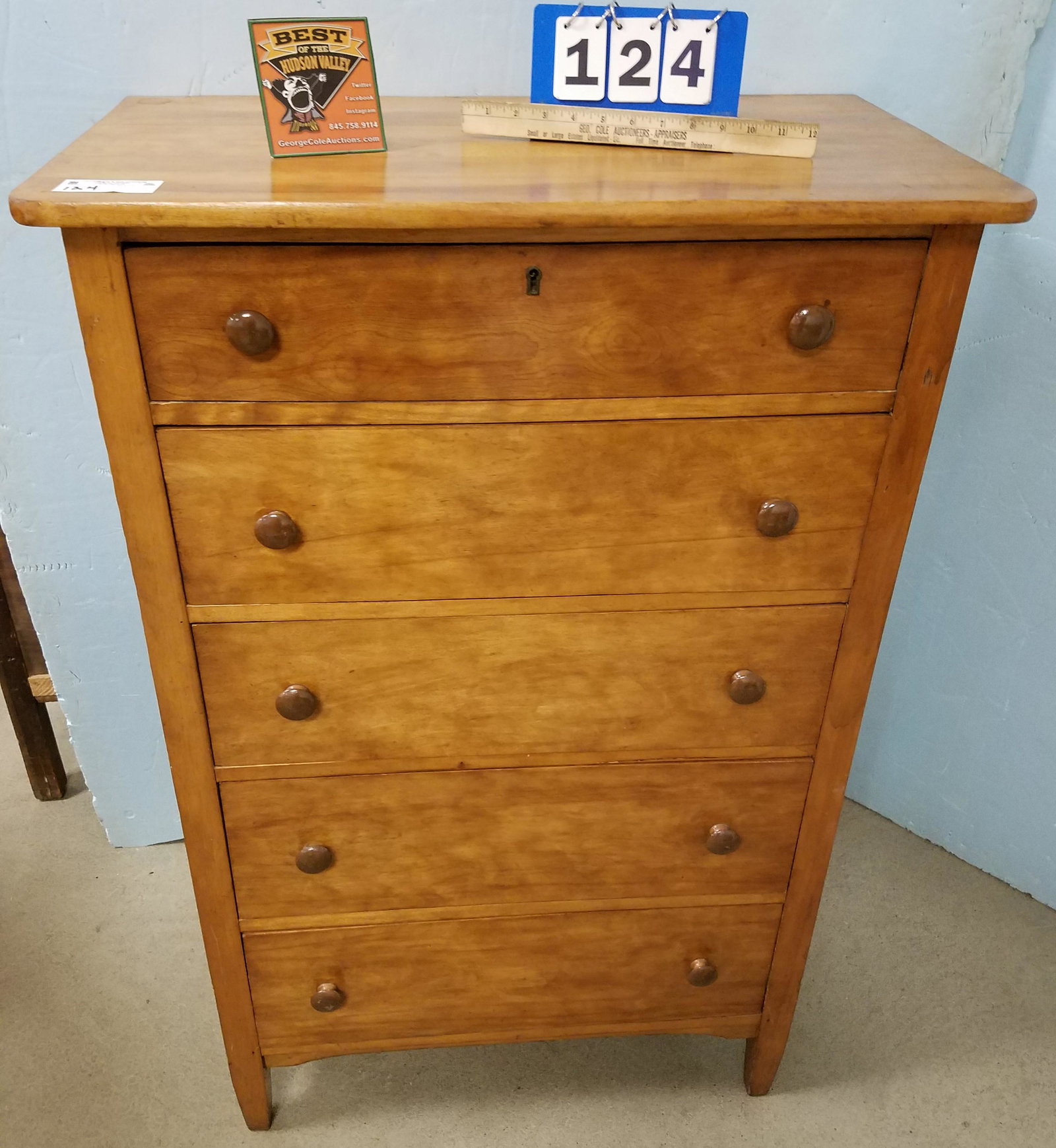 5 DRAER MAPLE CHEST 47"H X 30"W X 17"D: 5 DRAER MAPLE CHEST 47"H X 30"W X 17"D