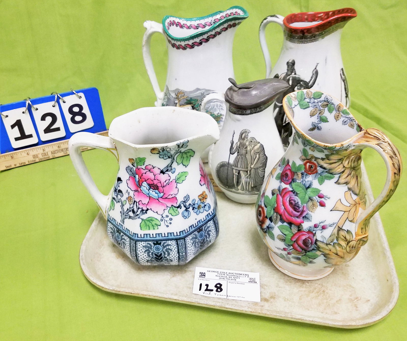TRAY 5 VICT IRONSTONE TRANSFER WARE PITCHERS (1 of 5)