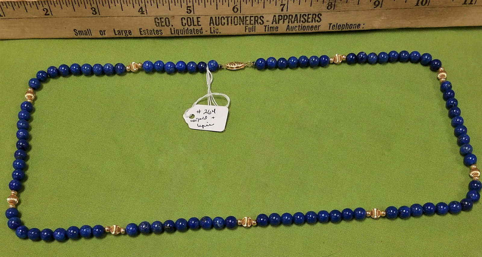 14K GOLD AND LAPIS BEAD NECKLACE 24" (1 of 2)