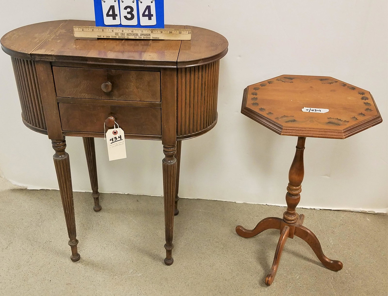 MAHOG SEWING STAND 27 1/2"H X 23 1/2"W X 12 1/2"D AND (1 of 4)