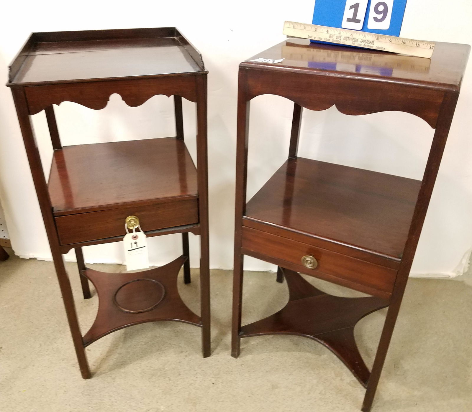 2 EARLY 19TH C MAHOG 1 DRAWER STANDS 31"H X 13 1/2"W X (1 of 7)