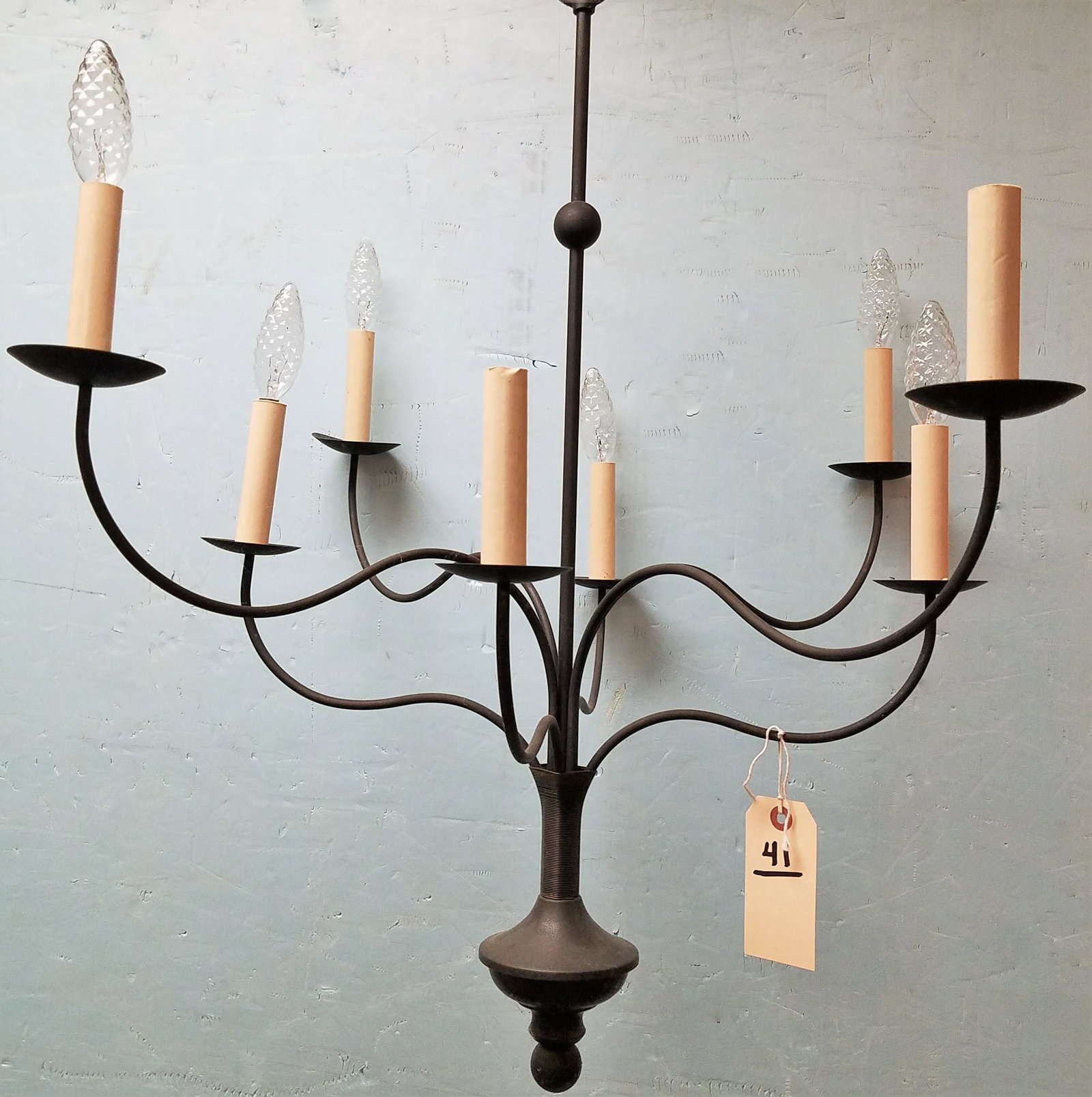 WROUGHT 8 ARM CHANDELIER 29"H X 28" DIAM (1 of 2)