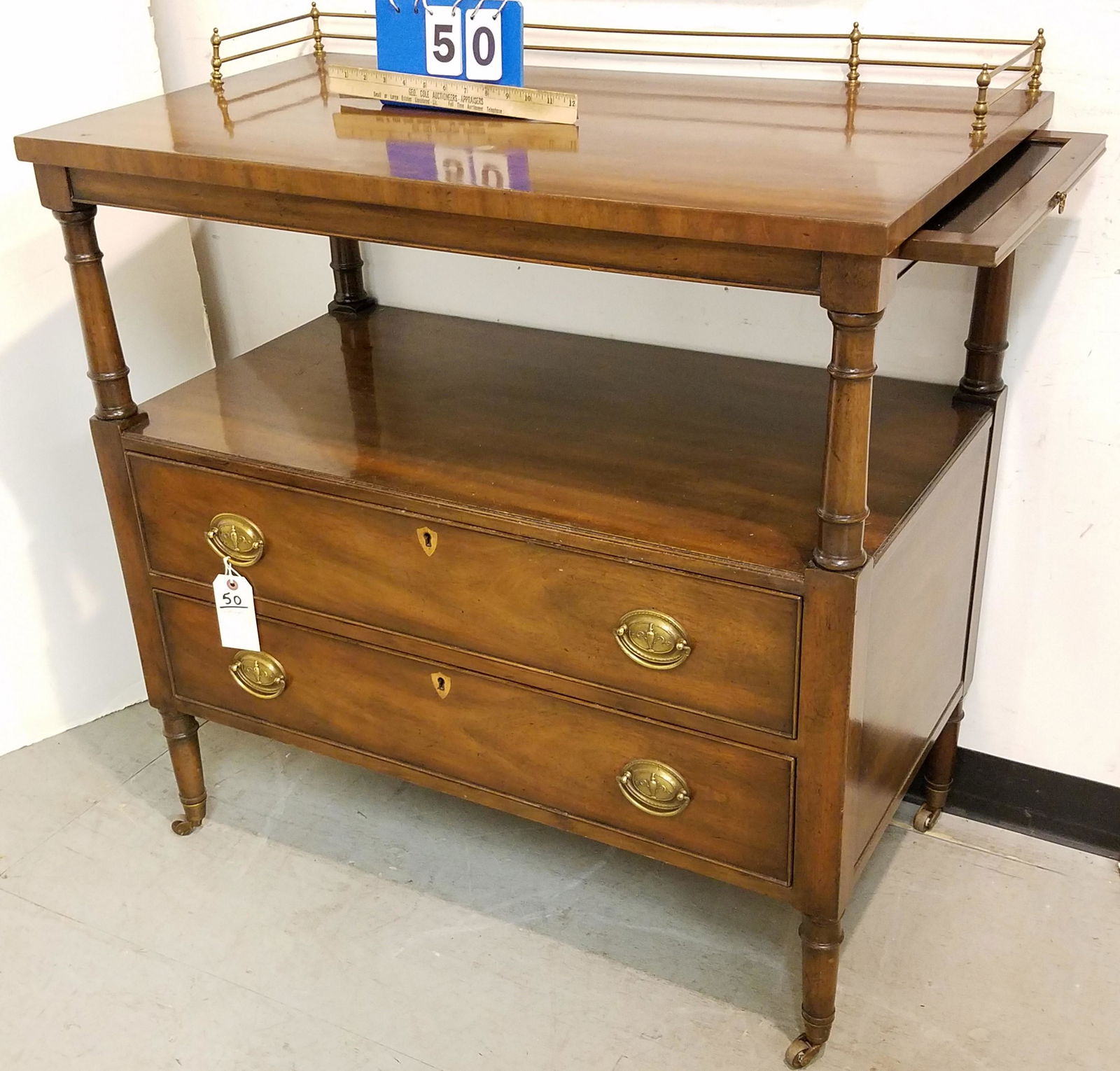 KITTINGER MAHOG 2 DRAWER SERVER 38"H X 3'W X 20"D (1 of 3)