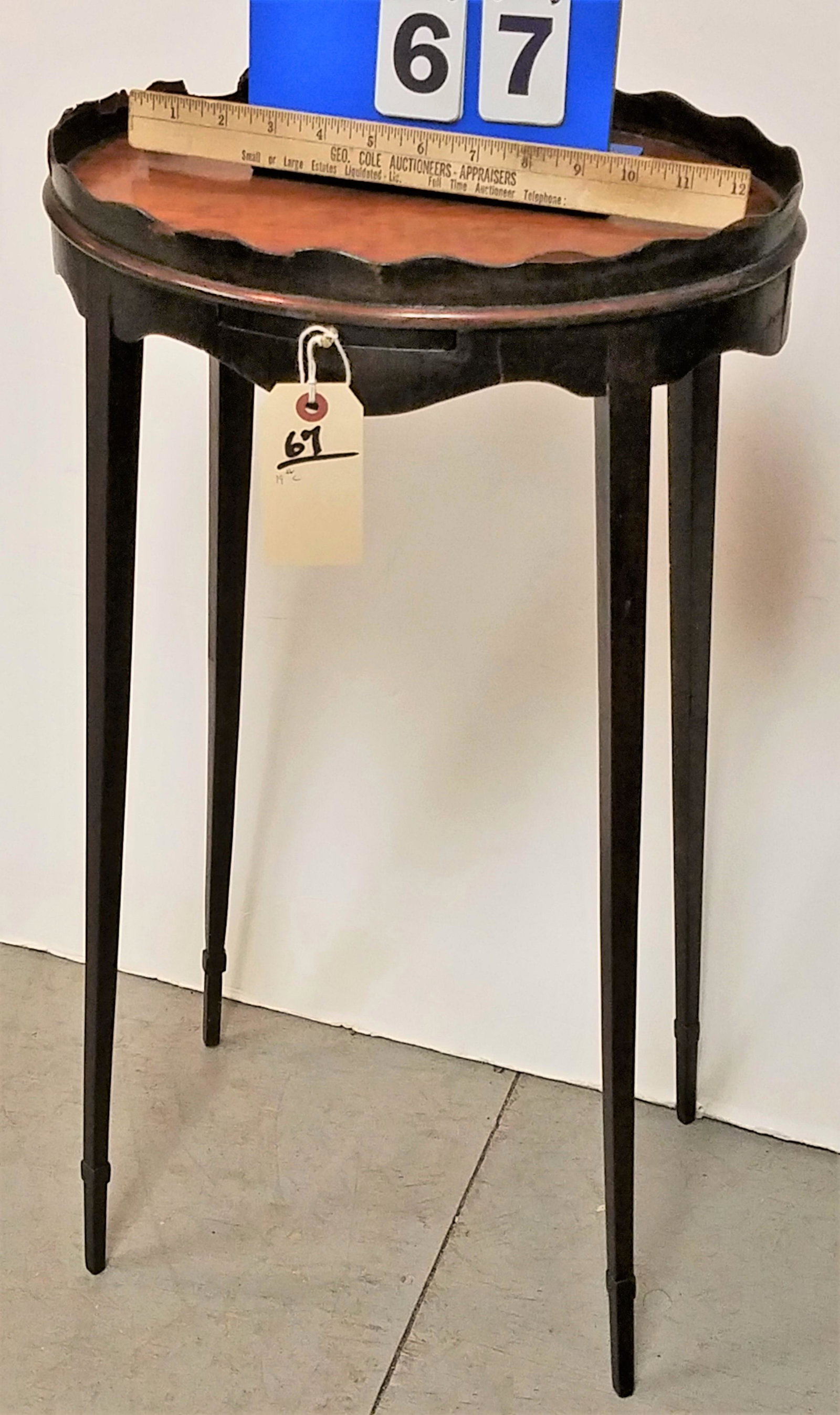 19TH C MAHOG CANDLE STAND 26 1/2"H X 15"W X 10"D (1 of 4)