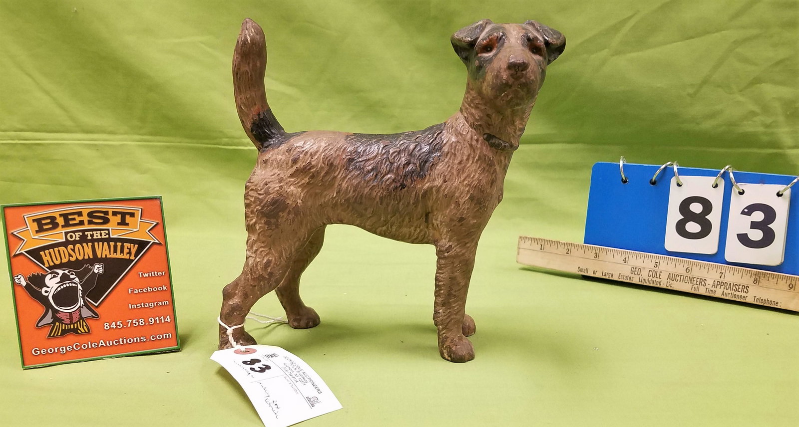 VINTAGE HUBLEY CAST IRON FOX TERRIER DOORSTOP 8 1/2"H X (1 of 3)