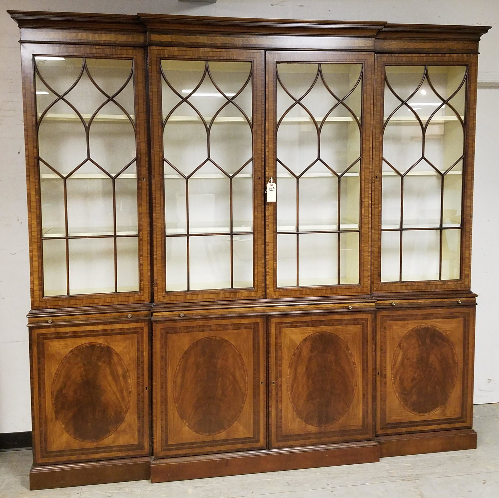 E.J. VICTOR INLAID MAHOG BREAKFRONT 7'6"H X 92"W X 15"D (1 of 15)