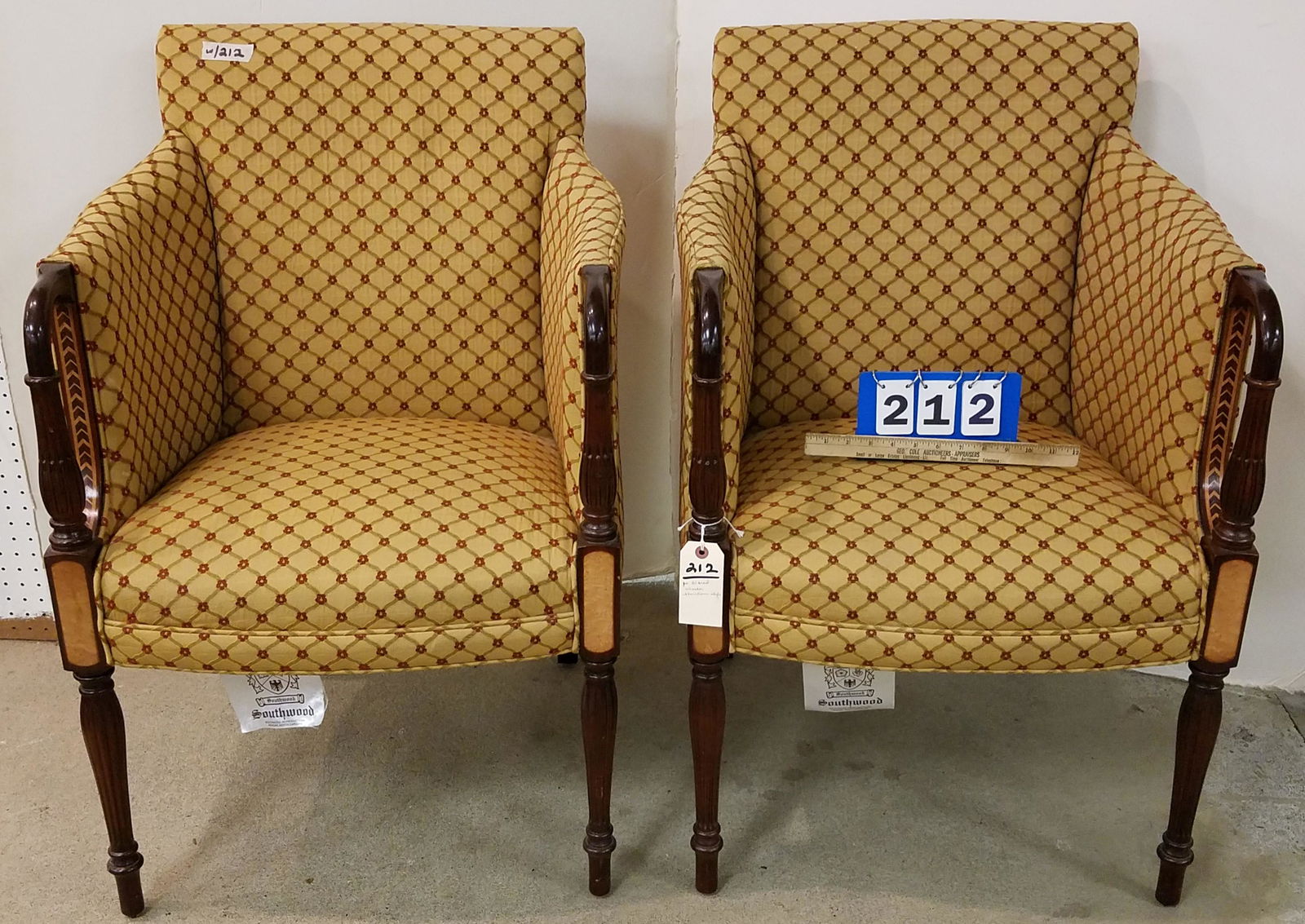 PR ELDRED WHEELER SHERATON STYLE MAHOG ARMCHAIRS W/ (1 of 5)