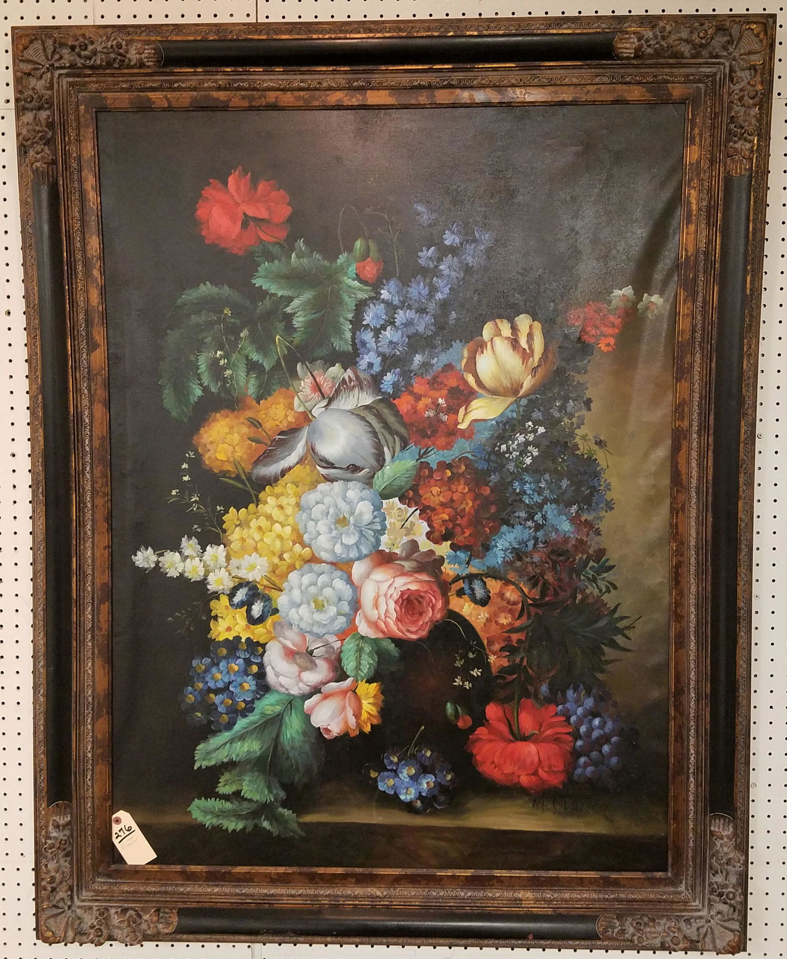 FRAMED O/C FLORAL STILL LIFE SGND M BLANCO 4'X 37" (1 of 2)